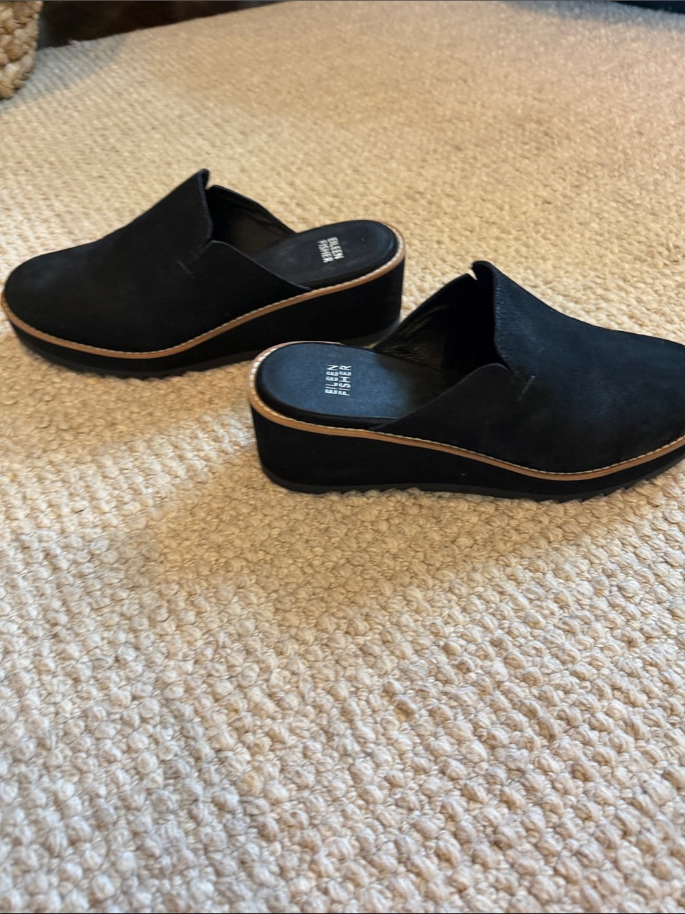 Eileen Fisher Black Slip-On Loti Mule Clogs - Picture 7 of 9